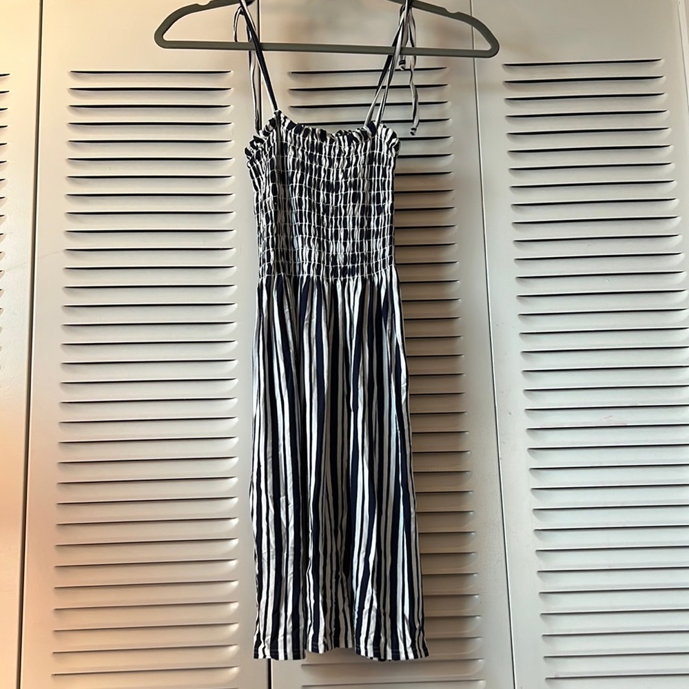 AQUA Bloomingdale’s Exclusive | Navy Blue Striped Sundress